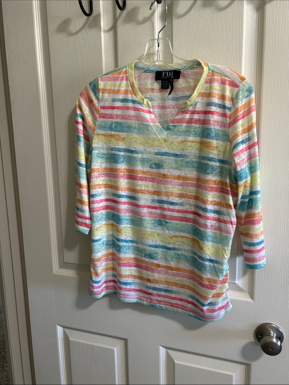 FDJ Multicolor Striped Lightweight Top - Pastel Stripes Size Medium